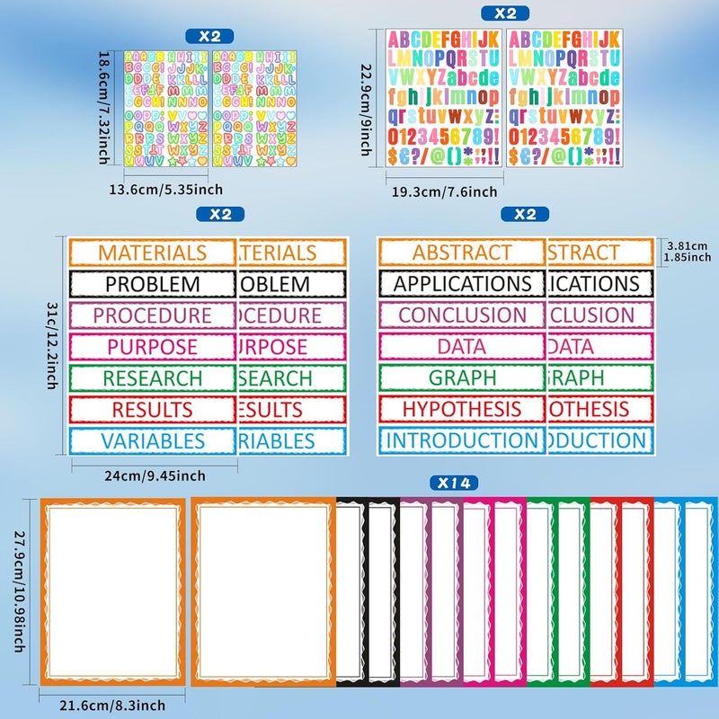VinTS 22 Sheets Colorful Self Adhesive Science Fair Display Boards Supplies Presentation Science Subtitles Project Titles Personalized Letter Stickers for Classroom Office - Image 2